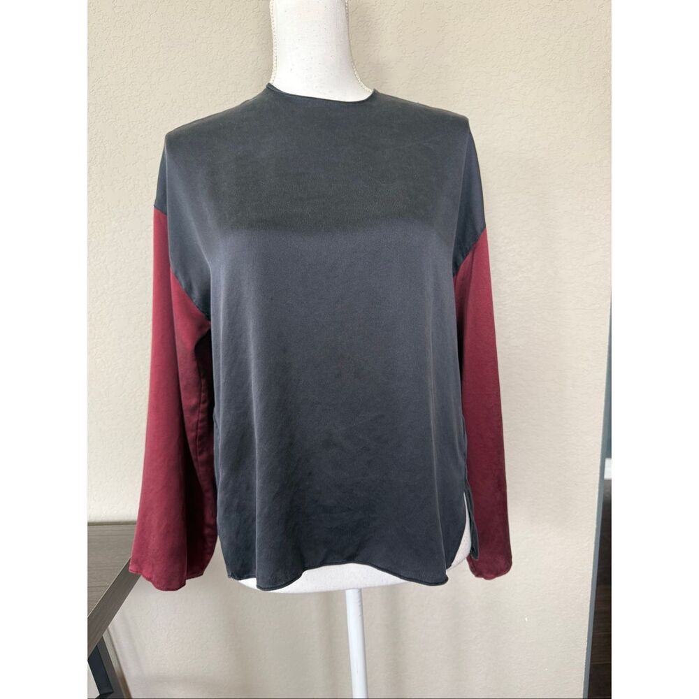 Vince Color block Black Red Blouse Small